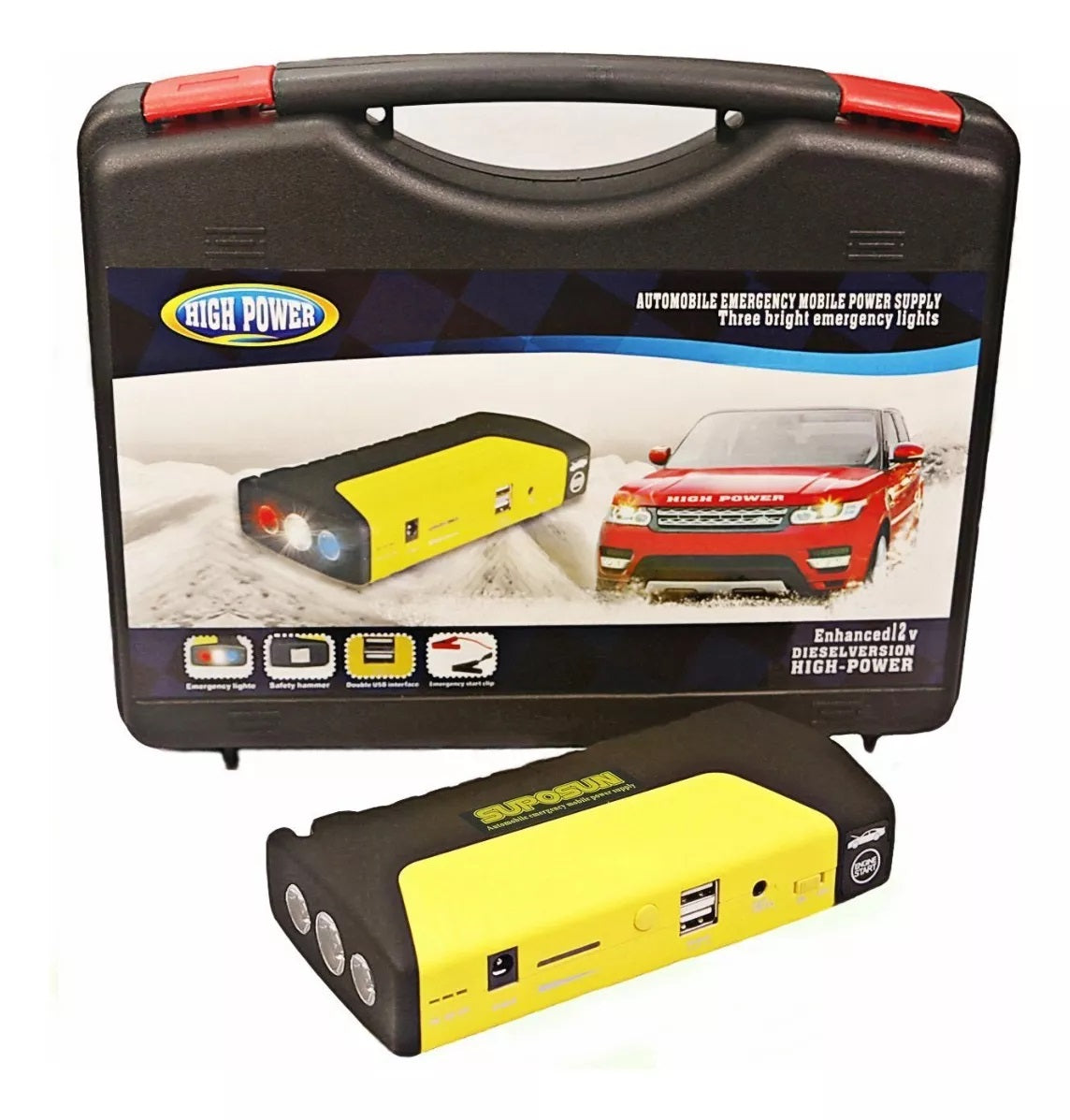 Iniciador de Batería Jump Starter Powerbank Cargador Linterna - Solución de Emergencia para tu Coche y Dispositivos