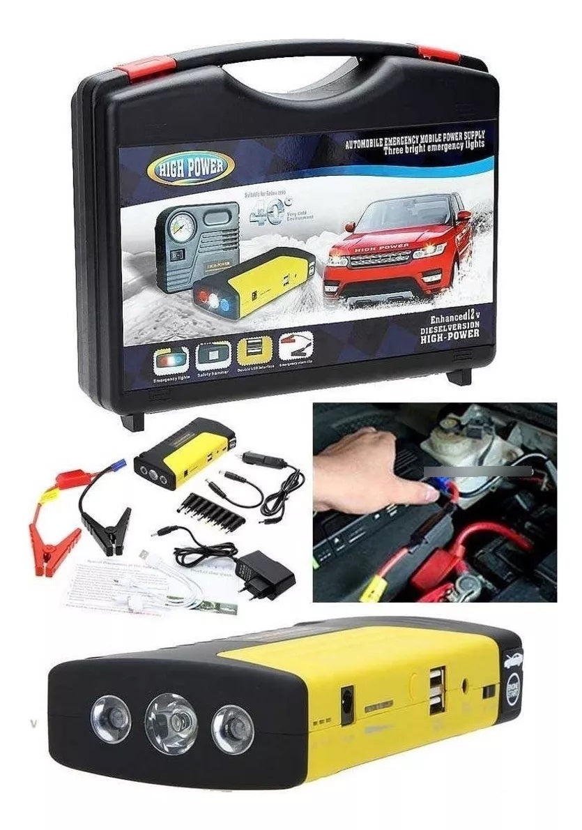 Iniciador de Batería Jump Starter Powerbank Cargador Linterna - Solución de Emergencia para tu Coche y Dispositivos