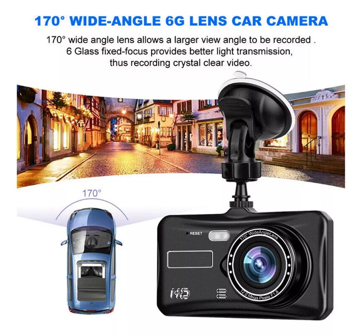 Cámara de Tablero con Doble Lente y Pantalla de 4" - Grabación en 1080P