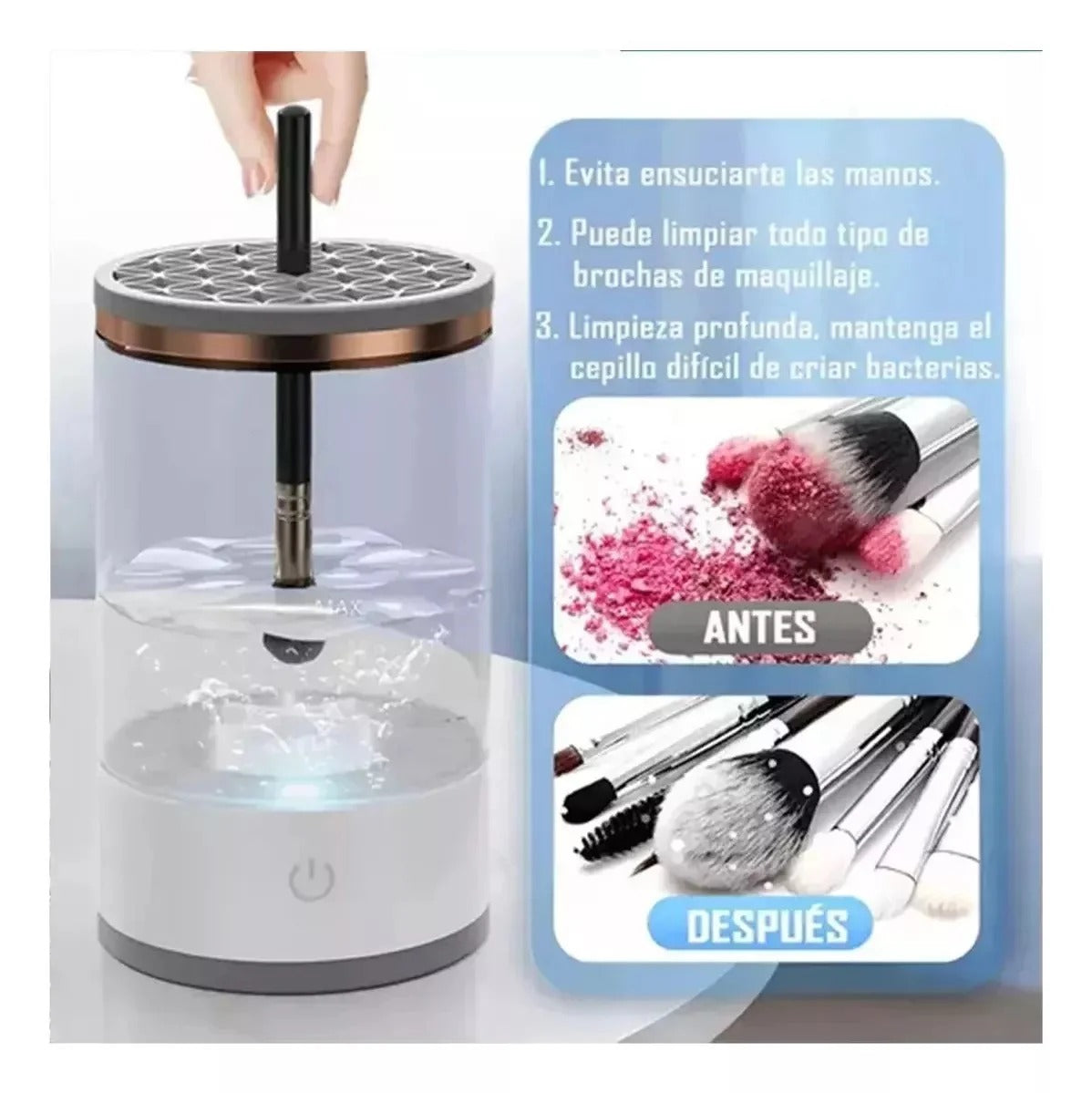 Limpiador De Brochas Electrico -brochas limpias y listas para usar en cuestión de minutos, sin complicaciones