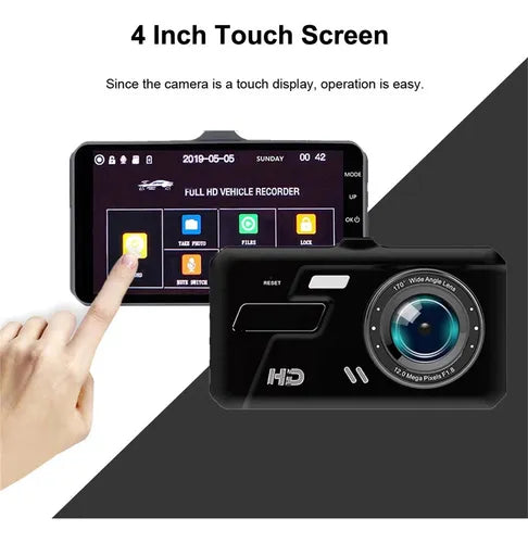 Cámara de Tablero con Doble Lente y Pantalla de 4" - Grabación en 1080P