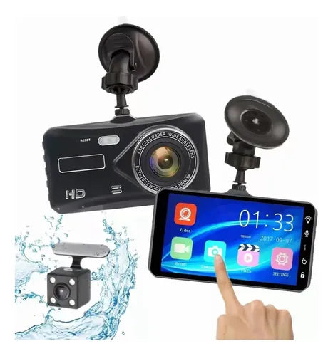 Cámara de Tablero con Doble Lente y Pantalla de 4" - Grabación en 1080P